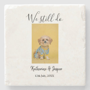 We still do couple name pet dog photo date simple  stone coaster