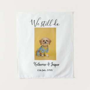 We still do couple name pet dog photo date simple tapestry