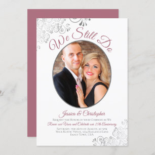 We Still Do Dusty Rose & White Wedding Vow Renewal Invitation