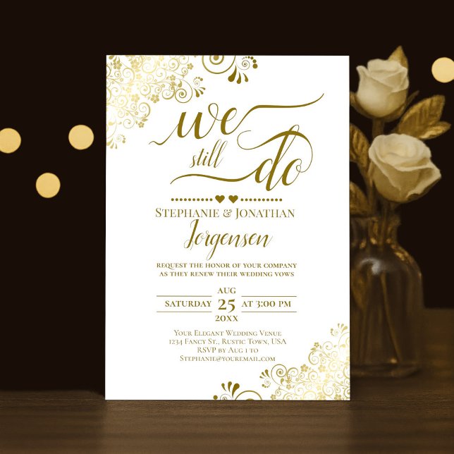 We Still Do Elegant Gold & White Vow Renewal Invitation (Creator Uploaded)