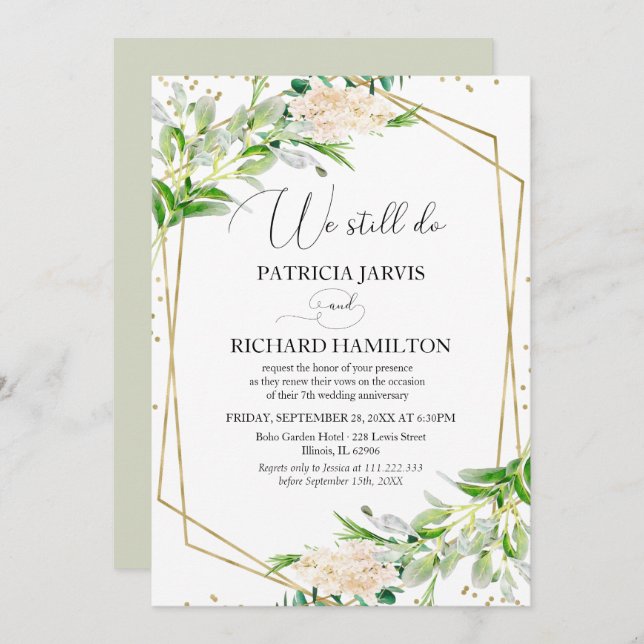 We Still Do Elegant Greenery Vow Renewal Invitation (Front/Back)