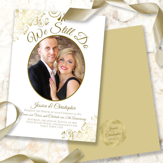 We Still Do Gold & White Wedding Vow Renewal Invitation (Creator Uploaded)