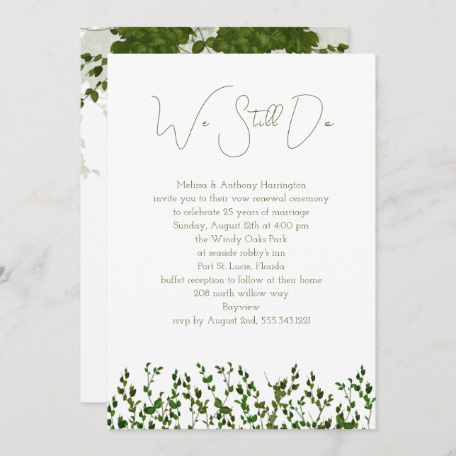 We Still Do Greenery Vow Renewal Ceremony Invite (Front/Back)