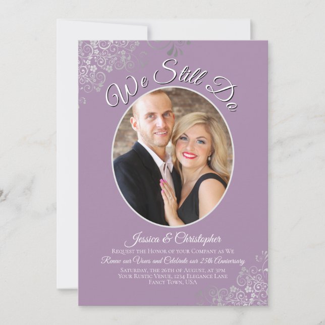 We Still Do Lavender Silver Wedding Vow Renewal Invitation (Front)
