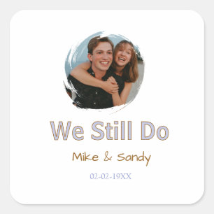 we still do name couple purple pastel brown date m square sticker