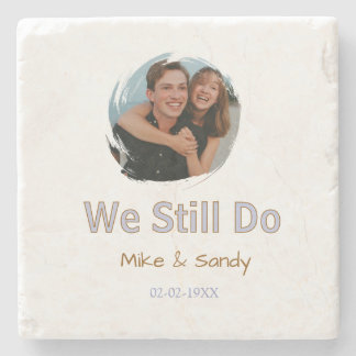 we still do name couple purple pastel brown date m stone coaster