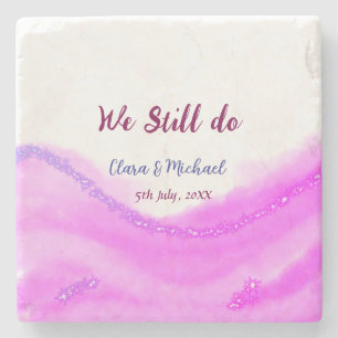 We still do pink purple watercolor glitter sparkle stone coaster