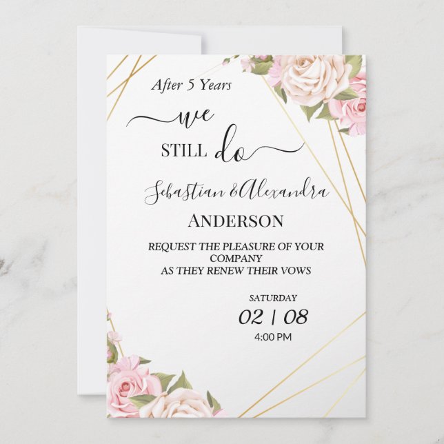 We still Do Renewal Wedding Vows Anniversary Invit Invitation (Front)