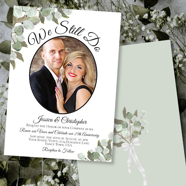 We Still Do Rustic Greenery & Photo Vow Renewal Invitation (Creator Uploaded)