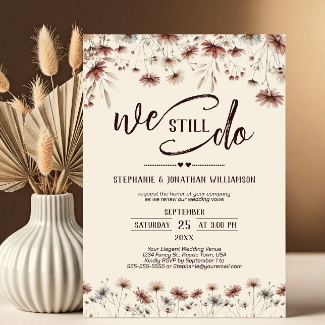 We Still Do Rustic Wildflowers Wedding Vow Renewal Invitation (Creator Uploaded)