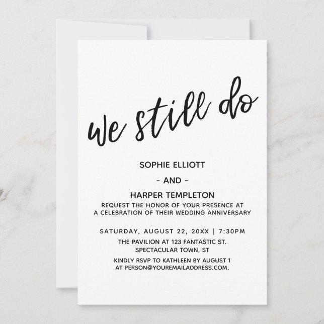 We Still Do Simple Modern Handwriting Anniversary Invitation (Front)