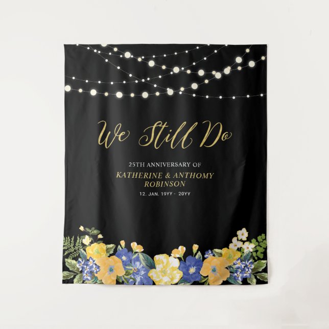 We Still Do | String Lights Wedding Anniversary Tapestry (Front)
