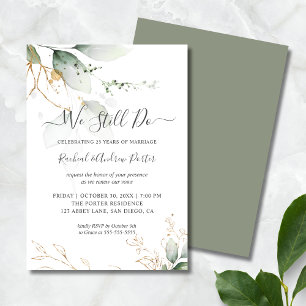 We Still Do Vow Renewal Anniversary Green Gold Invitation