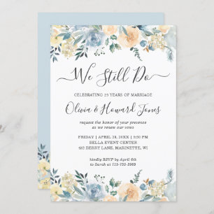 We Still Do Vow Renewal Pastel Vanilla Blue Floral Invitation