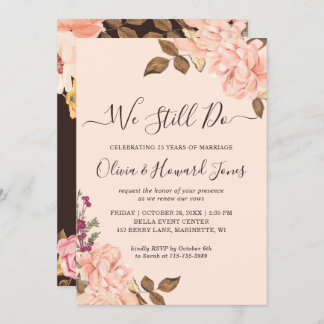 We Still Do Vow Renewal Victoria Blush Gold Floral Invitation