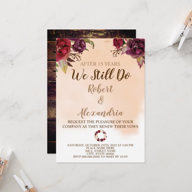 We Still Do | Wedding Anniversary Renewal Invitation (Front/Back In Situ)