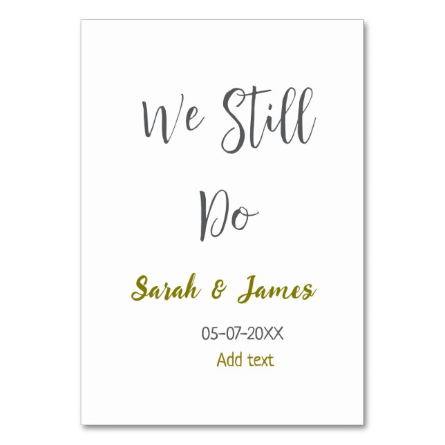 We still do wedding anniversary simple grey gold table number (Front)