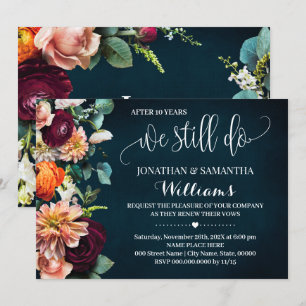 We Still Do Wedding Anniversary Wine Navy Invitation