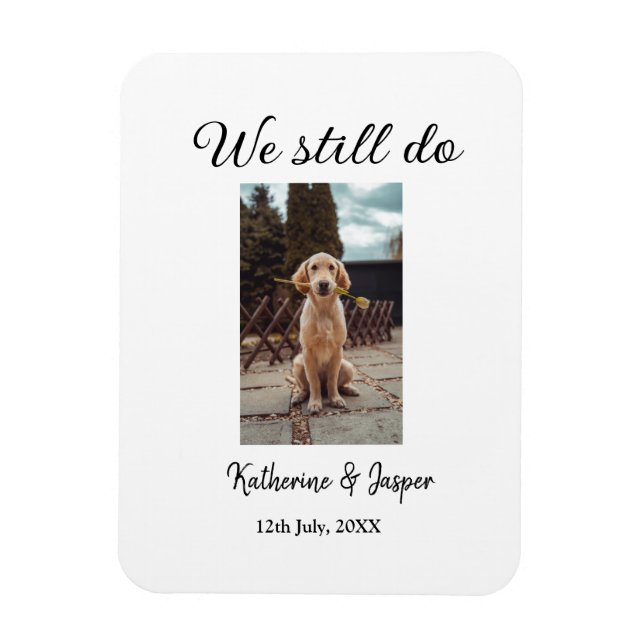 We still do wedding couple pet photo name date sim magnet (Vertical)