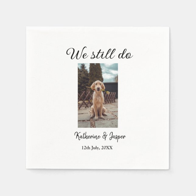 We still do wedding couple pet photo name date sim napkin (Front)