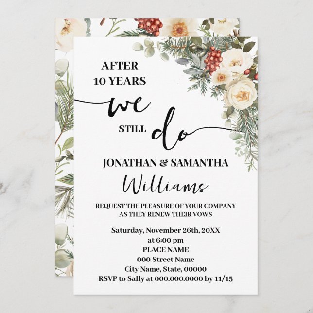 We Still Do Winter Wedding Anniversary Invitation (Front/Back)