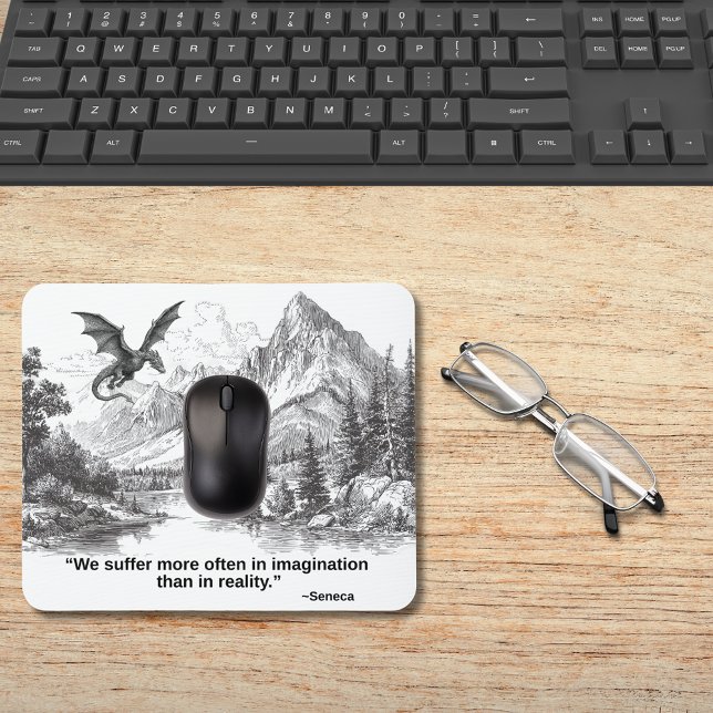 "We Suffer More in Imagination" – Stoic Quote Mouse Mat (Seneca Stoic Quote Mousepad)