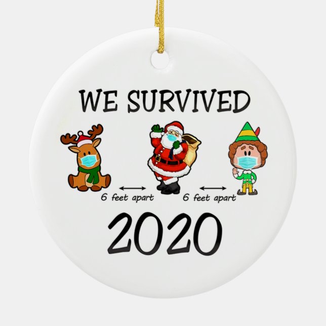 We Survived 2020 Christmas Ceramic Tree Decoration (Back)