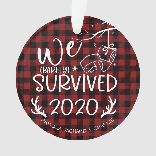 We Survived 2020 Cute Funny Covid Christmas Ornament (Front)