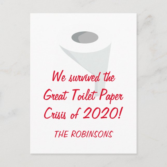 We Survived 2020! Funny Quarantine Family Name Postcard (Front)