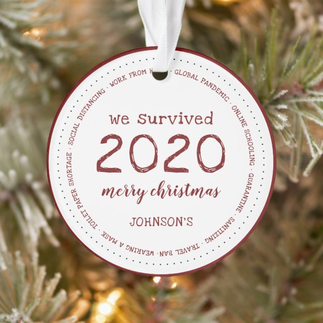 We Survived 2020 Name Acrylic Ornament (Tree)