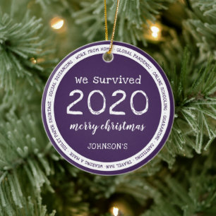We Survived 2020 Name Purple Ceramic Tree Decoration