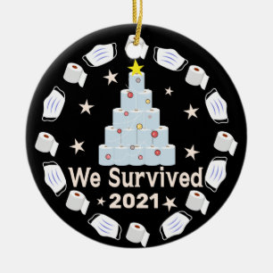 We Survived 2021 a Year to Remember, Toilet Paper Ceramic Tree Decoration