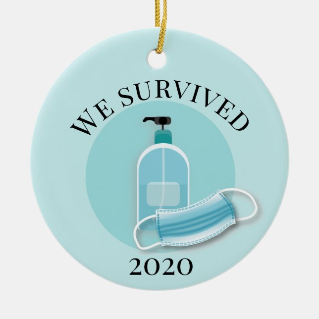 We Survived Covid Coronavirus 2020 Ceramic Tree Decoration (Front)