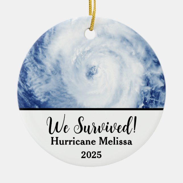 We Survived Hurricane Melissa 2025 Ceramic Tree Decoration (Front)