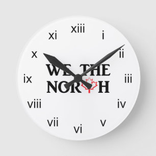 We the North with Red Maple Leaf Round Clock