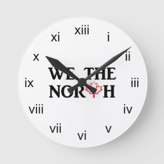 We the North with Red Maple Leaf Round Clock