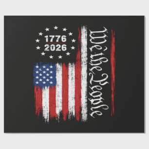 We The People 1776 2026 Patriotic Flag Wrapping Paper