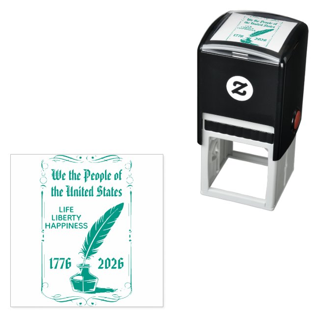 We the People 1776–2026 Quill Anniversary Art Self-inking Stamp (In Situ)
