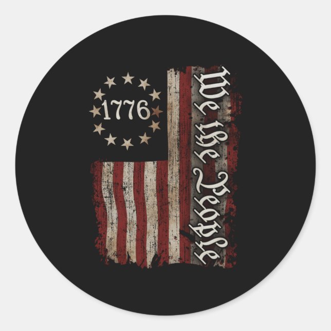 We The People 1776 American Flag 4Th Of July Classic Round Sticker (Front)