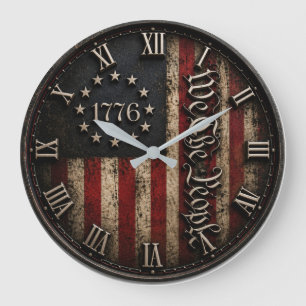 We the People 1776 Patriotic American Flag Large Clock