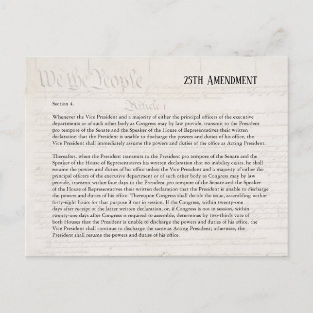 We the People 25th Amendment Constitution Resist Postcard (Front)