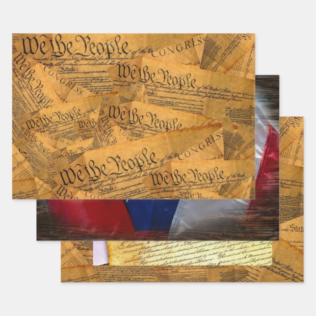 We The People Amerian Constitution Wrapping Paper Sheet (Set)
