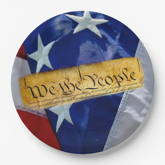 We The People American Constitution And Flag Paper Plate (Front)