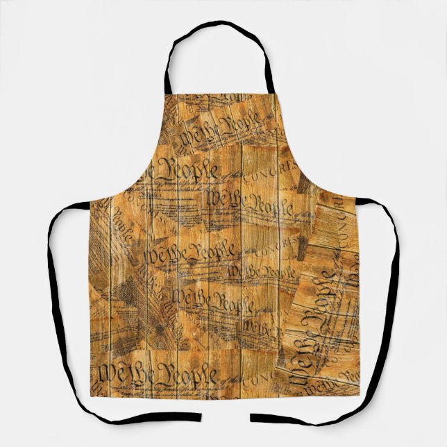 We The People American Constitution Rustic Wood Apron (Front)