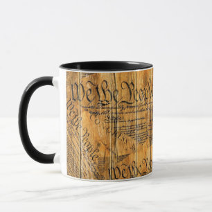 We The People American Constitution Rustic Wood Mug