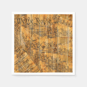 We The People American Constitution Rustic Wood Napkin