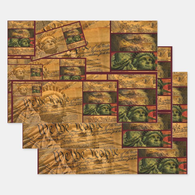 We The People American Constitution  Wrapping Paper Sheet (Set)
