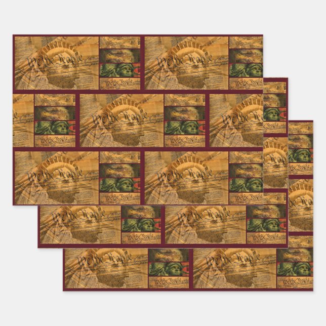 We The People American Constitution  Wrapping Paper Sheet (Set)