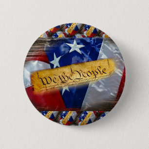We The People American Flag 6 Cm Round Badge