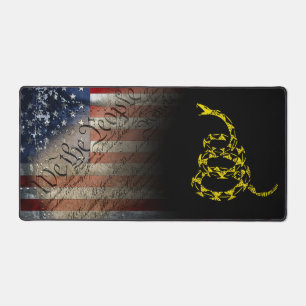 We The People American Flag and Snake Desk Mat
